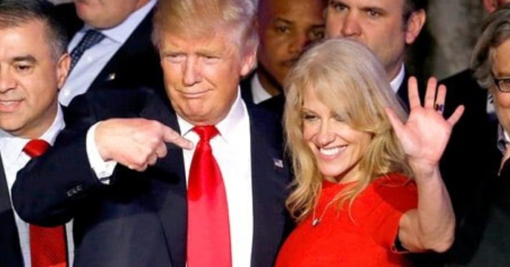 Candid photo of Trump and Kellyanne Conway