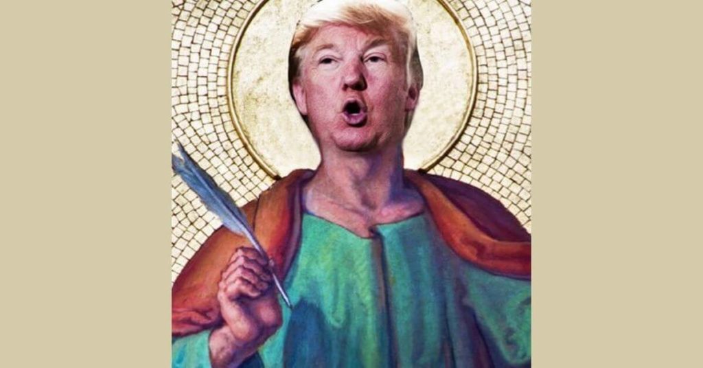 Trump stylized as a saint