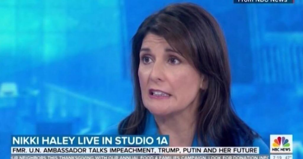 Nikki Haley being interviewed after sending classified material over insecure Blackberry phone.