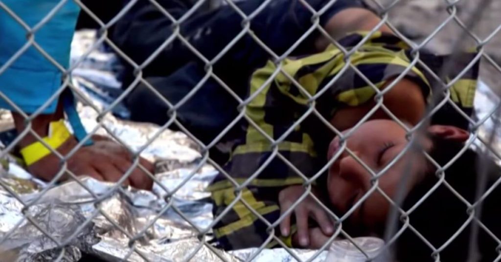 Children sleeping inside a cage