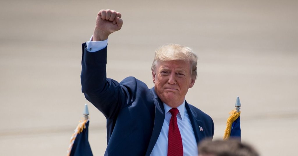 A photograph of Trump raising his fist.