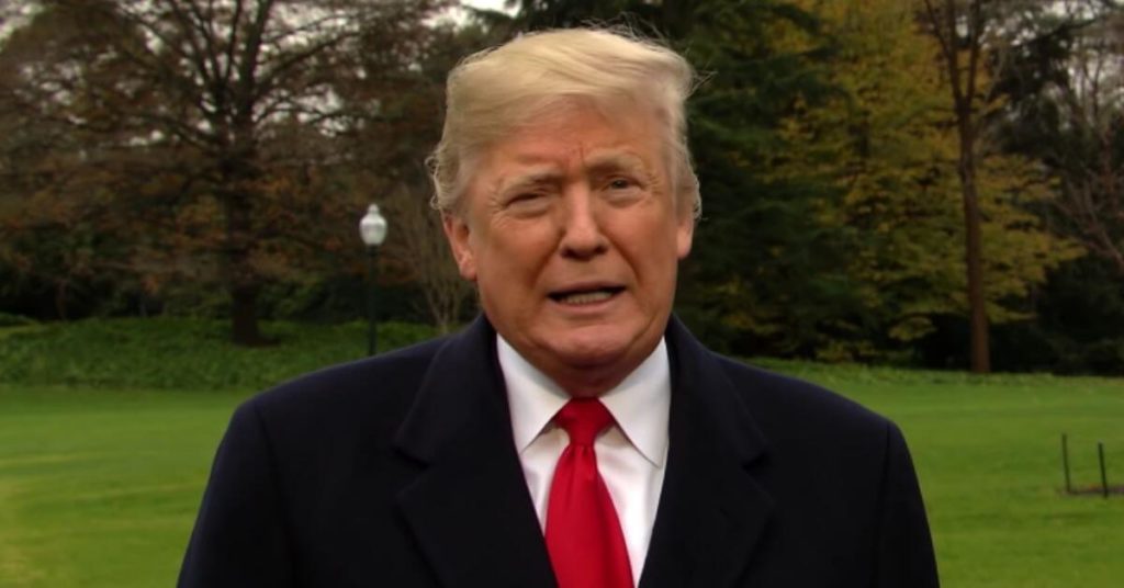 Trump with a confused expression on his face
