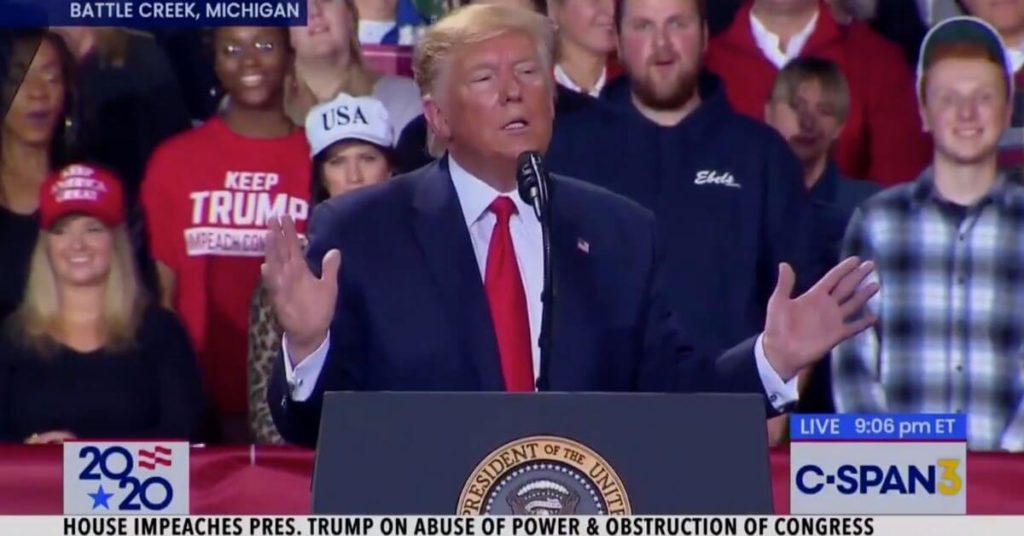 As he was getting impeache, Trump jokes that veteran Rep. John Dingell is "looking up" from hell