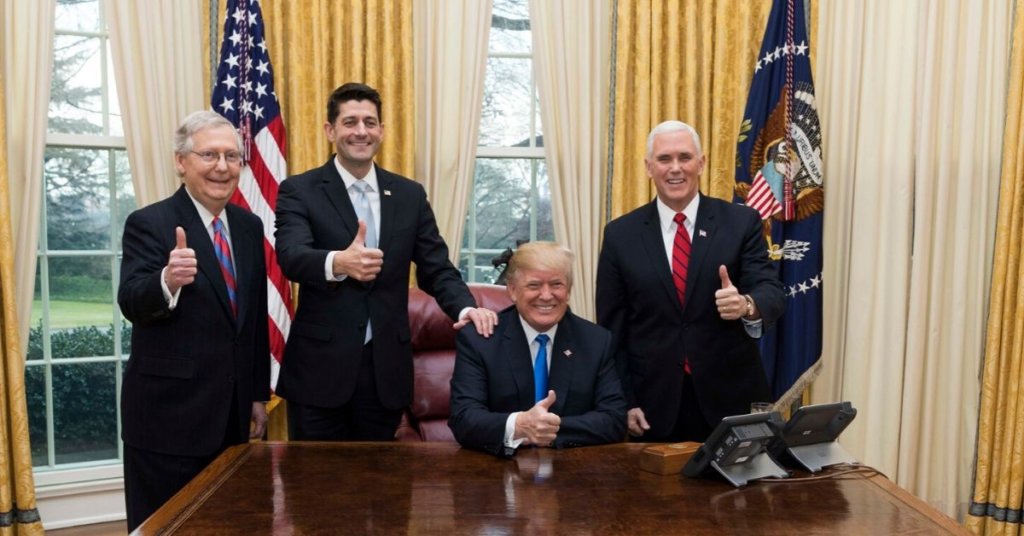 Trump Pence McConnell Oval Office Thumb's Up