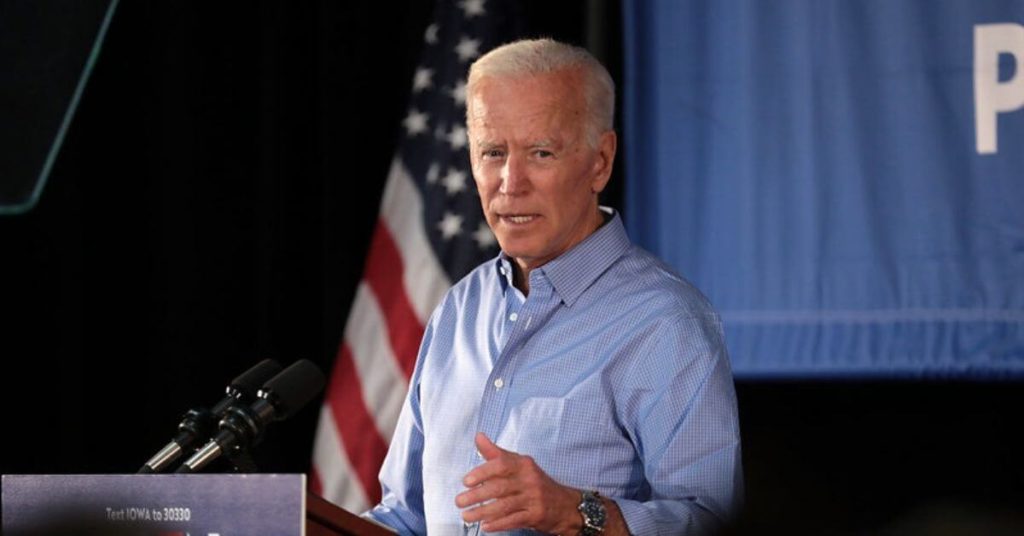 A photograph of Joe Biden speaking.