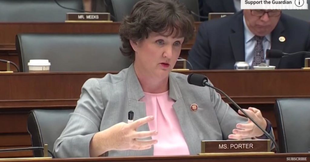 Katie Porter speaking into a microphone