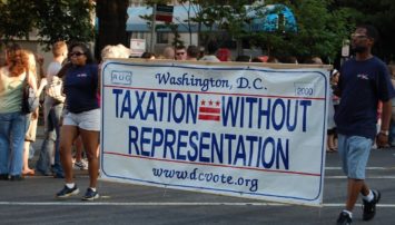 People protesting to make DC a state