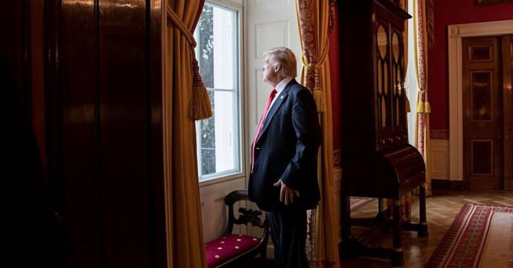Trump looking out the window