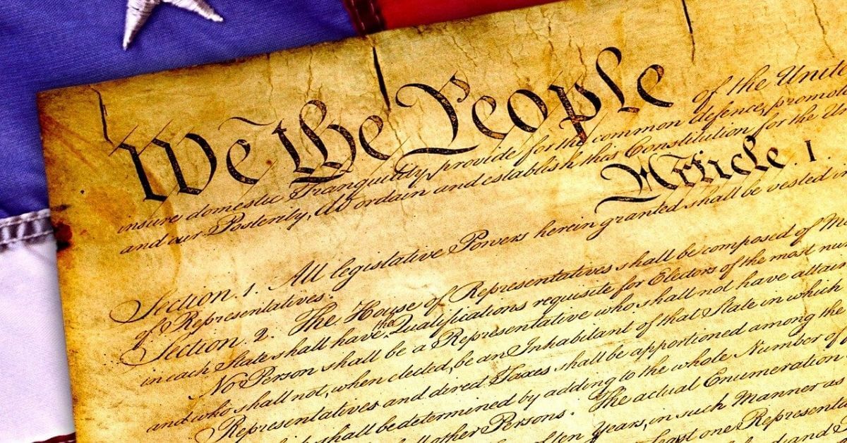 A stylized photo of the Constitution