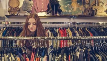Woman shopping in a clothing store