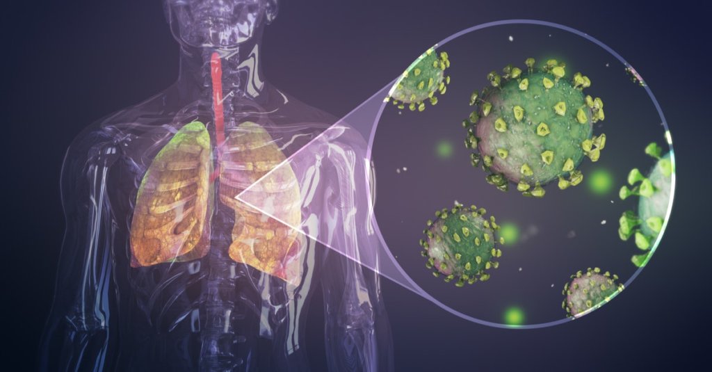 Illustration of COVID in the lungs