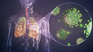 Illustration of COVID in the lungs