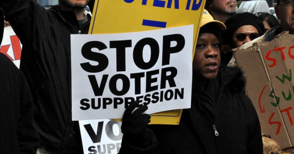 People protesting voter supression