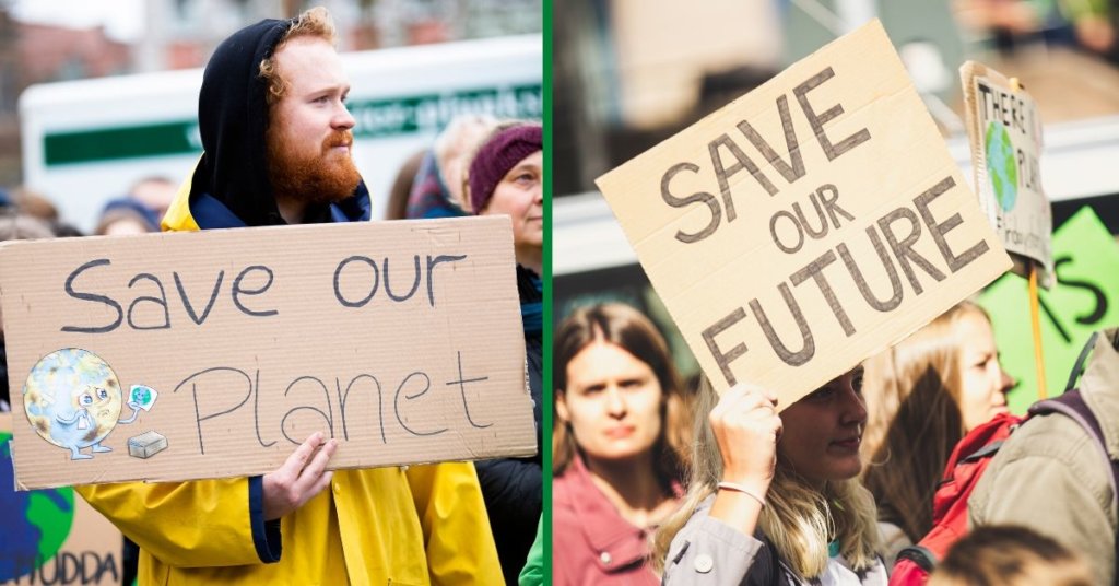 A photograph of climate protestors