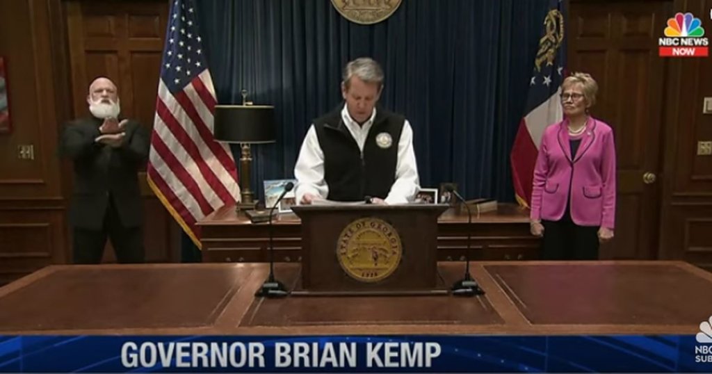 Governor Brian Kemp giving a speech