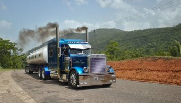 truck spewing exhaust