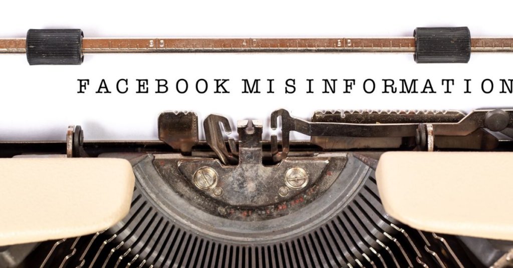 Typewriter with Facebook misinformation written on the paper