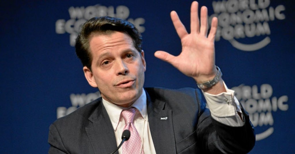 Scaramucci holding up his hand