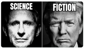 Side by side photos of Dr. Anthony Fauci and Donald Trump; fauci is labeled 