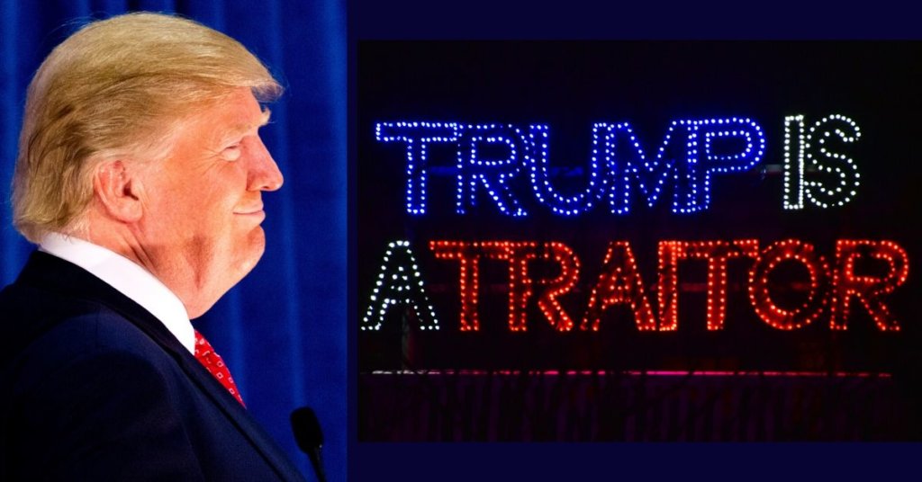 A screenshot from the VoteVets ad calling the Trump #BenedictDonald America's number one traitor