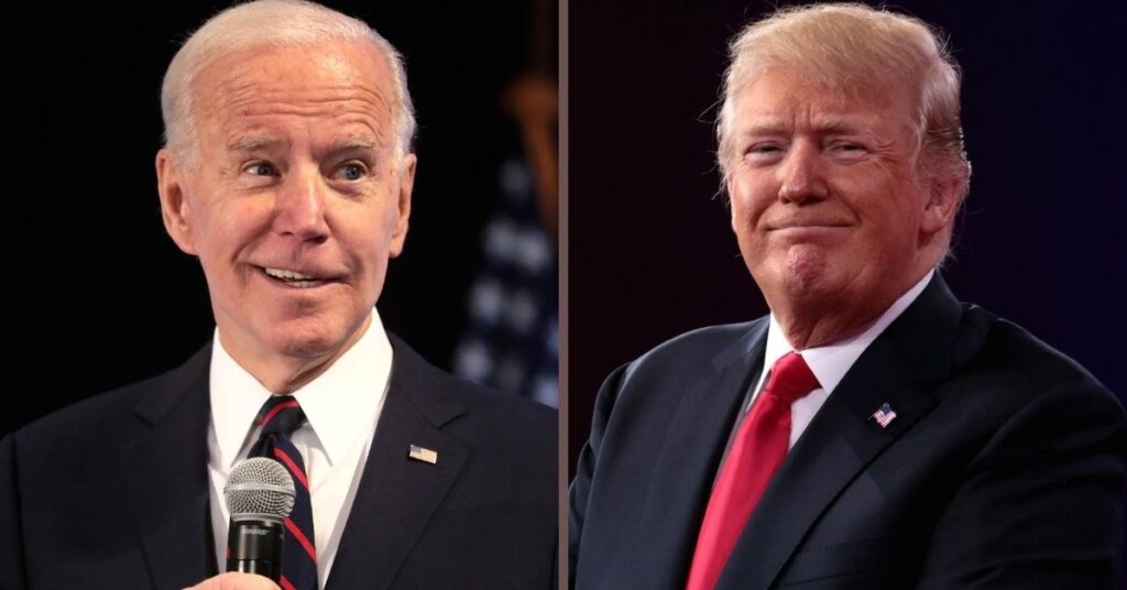 Side by side photos of Biden and Trump
