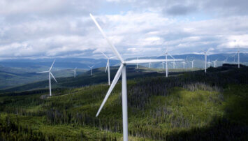 Wind turbines on a hill