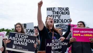 A rally in support of the Roe v Wade decision.