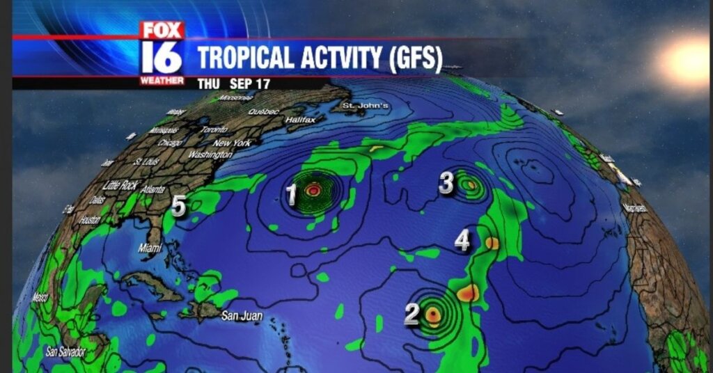 5 tropical storms in the Atlantic