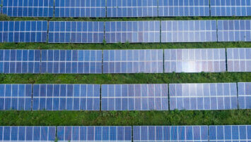 Top view of solar panels in Trenton, Georgia.