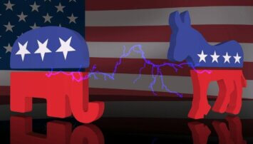 An American flag with the 