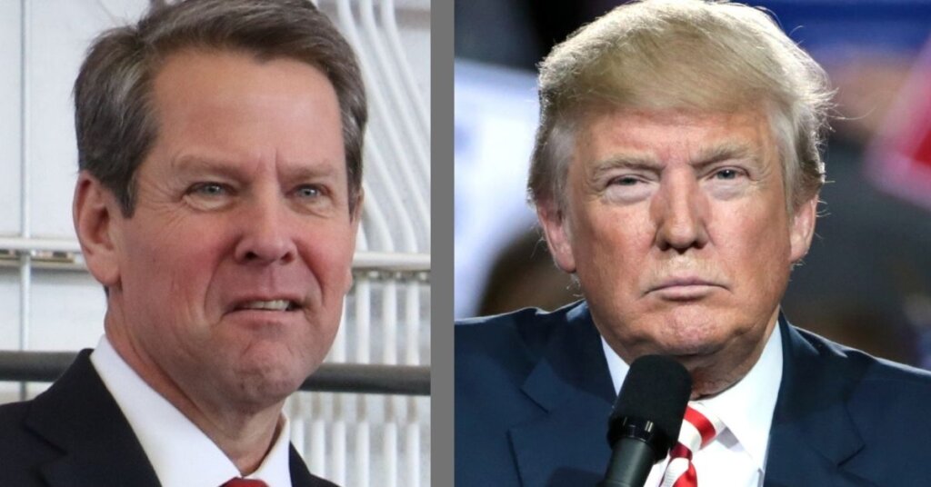 Side by side photos of Brian Kemp and Donald Trump