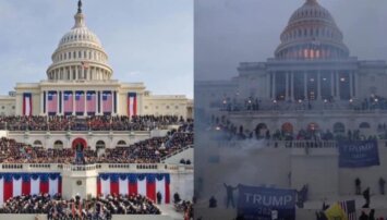 side by side images of the Trump inauguration and the Capitol riot